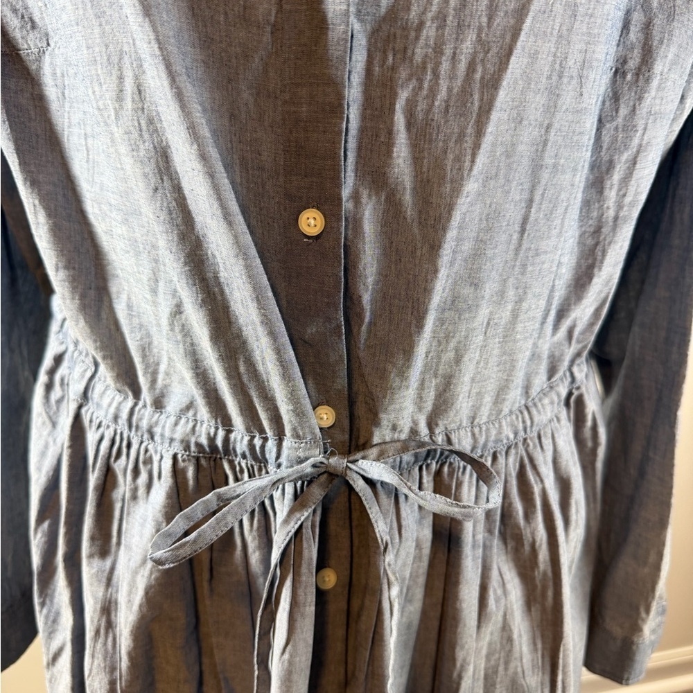 GAP Chambray Long Sleeve Button Front Fit & Flare Dress Size 14 - Picture 3 of 6